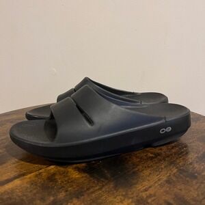OOFOS Sandals OOahh Slides Black Womens 9 Mens 7 Comfort Recovery